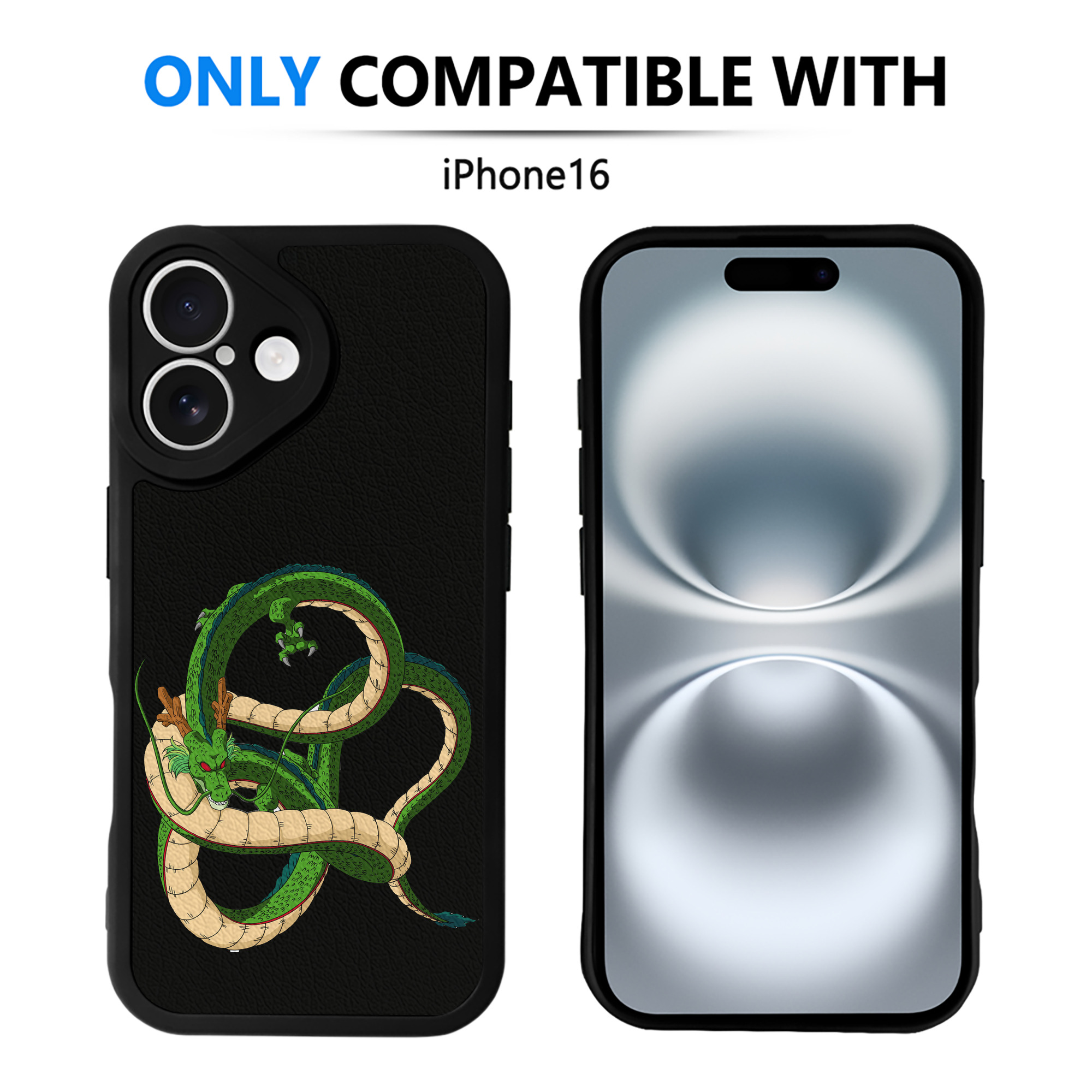 （画像用） ドラゴンボール 神龍 シェンロン DRAGON BALL Shenron 【iPhone 16シリーズ対応】シリコンスマホケース（レザー調） 材質：シリコン